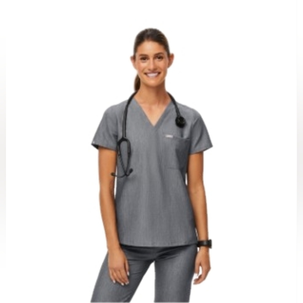 Figs Women's Gray V-Neck Scrub Top